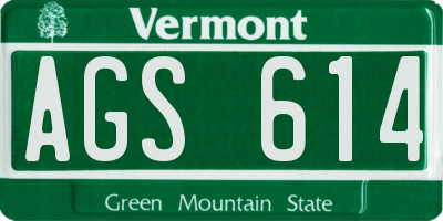 VT license plate AGS614