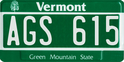 VT license plate AGS615
