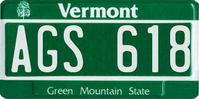 VT license plate AGS618