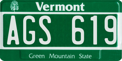 VT license plate AGS619