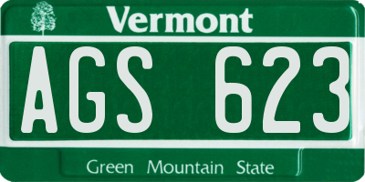 VT license plate AGS623