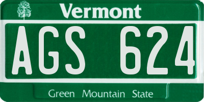 VT license plate AGS624