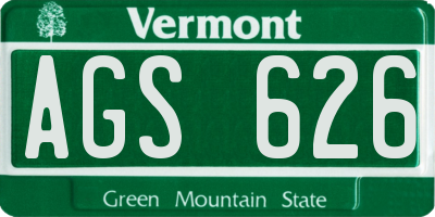 VT license plate AGS626