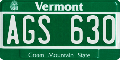 VT license plate AGS630