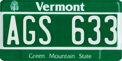 VT license plate AGS633