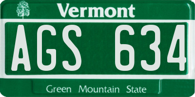 VT license plate AGS634