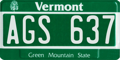 VT license plate AGS637