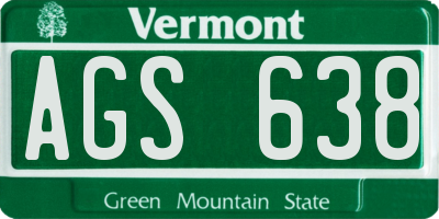 VT license plate AGS638