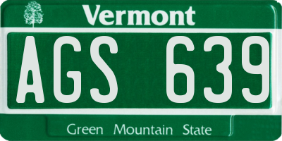 VT license plate AGS639