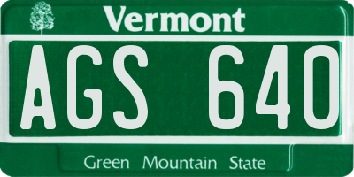 VT license plate AGS640