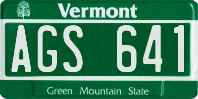 VT license plate AGS641