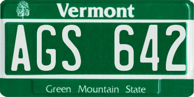 VT license plate AGS642