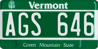 VT license plate AGS646