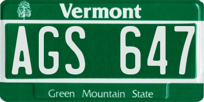 VT license plate AGS647
