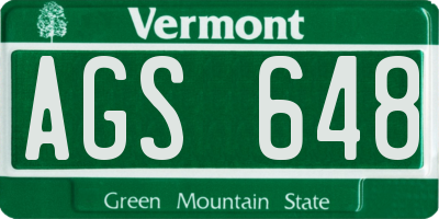 VT license plate AGS648