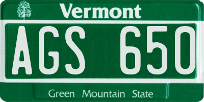 VT license plate AGS650