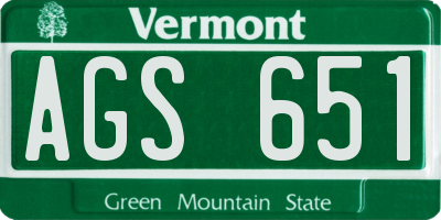 VT license plate AGS651