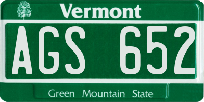 VT license plate AGS652