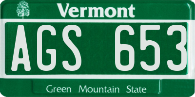 VT license plate AGS653