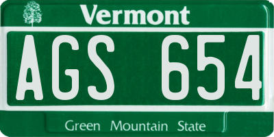 VT license plate AGS654