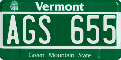 VT license plate AGS655
