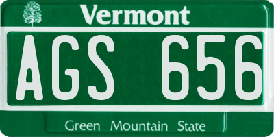 VT license plate AGS656