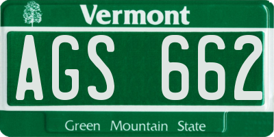 VT license plate AGS662