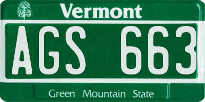 VT license plate AGS663
