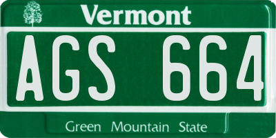 VT license plate AGS664