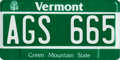 VT license plate AGS665
