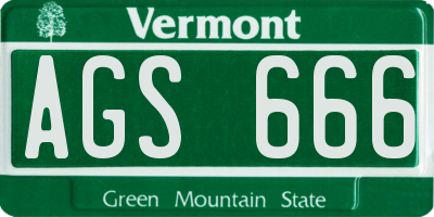 VT license plate AGS666