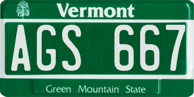 VT license plate AGS667