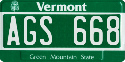 VT license plate AGS668