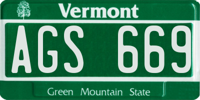 VT license plate AGS669