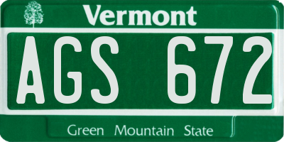 VT license plate AGS672