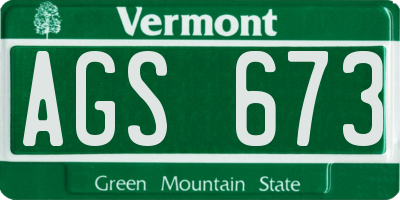 VT license plate AGS673