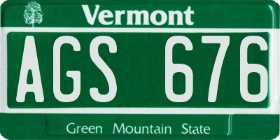 VT license plate AGS676