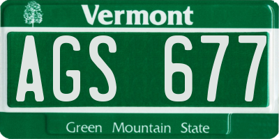 VT license plate AGS677