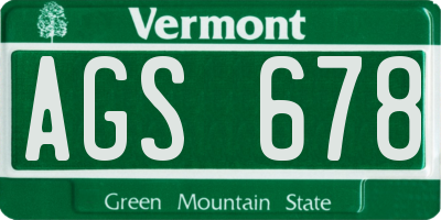 VT license plate AGS678