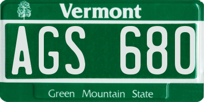 VT license plate AGS680