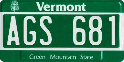 VT license plate AGS681
