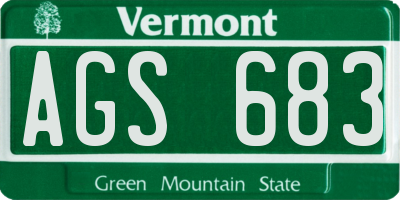 VT license plate AGS683