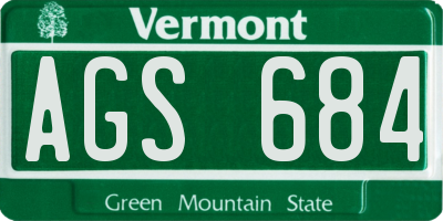 VT license plate AGS684