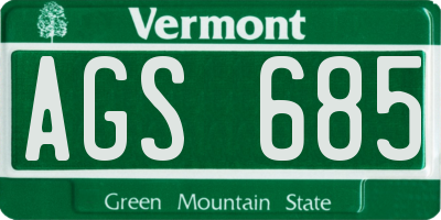 VT license plate AGS685