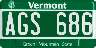 VT license plate AGS686