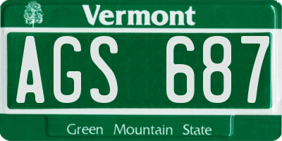 VT license plate AGS687