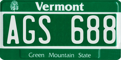 VT license plate AGS688