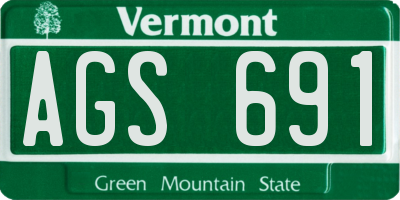 VT license plate AGS691