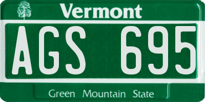 VT license plate AGS695