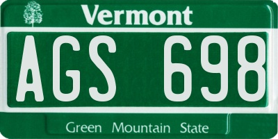VT license plate AGS698